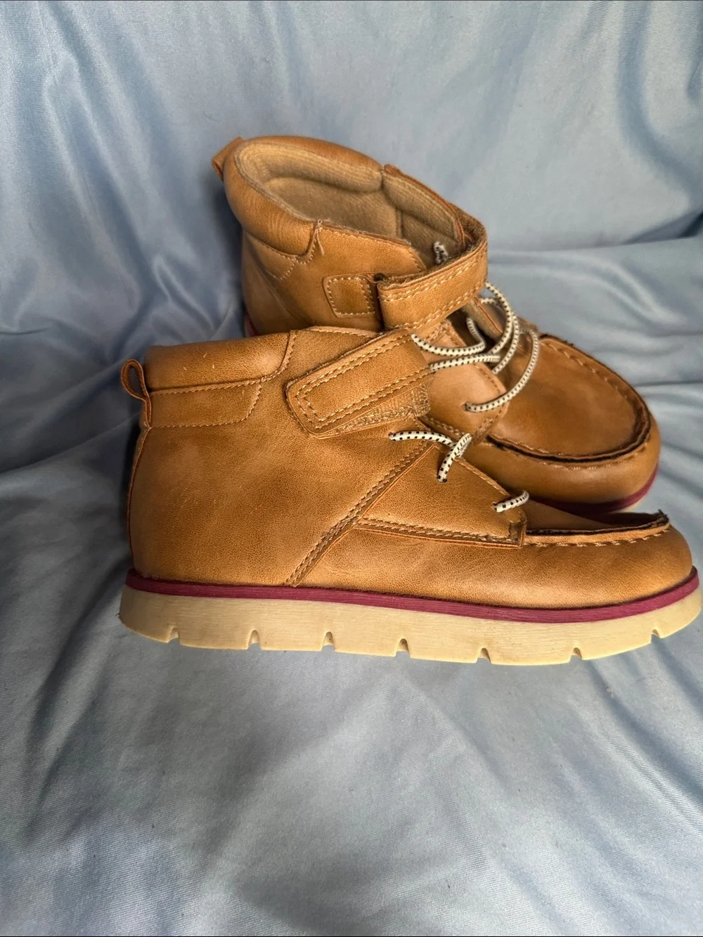 Oshkosh Kids Brown High-Top Casual Shoes with burgundy accent